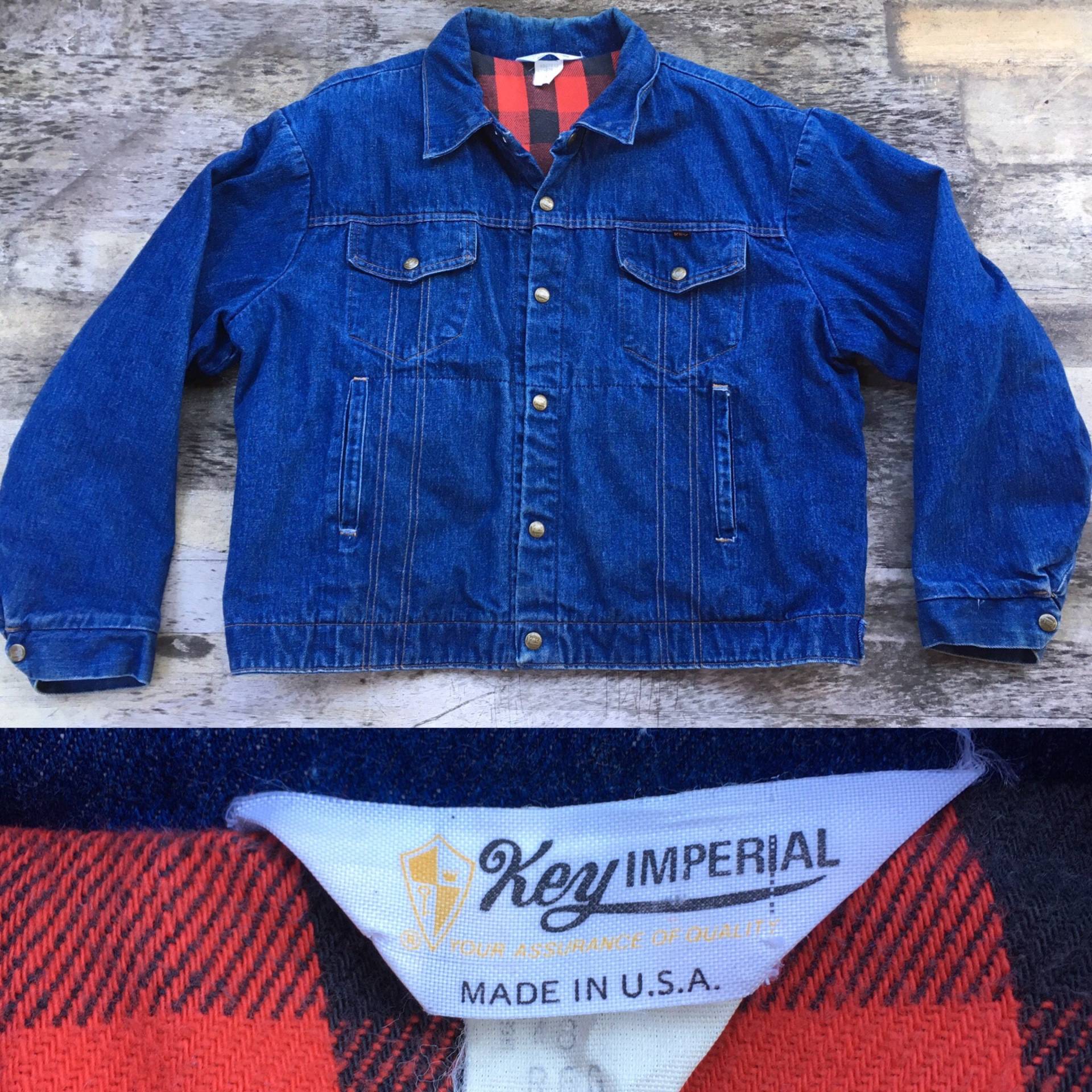 M/L 60Er Jahre Flanell Gefüttert Trucker Jacke Key Imperial Chore Mantel Baumwolle Scheune Dunkel Blau Futter Jeans Indigo Arbeitskleidung Arbeit M L von HypnoticaVintage