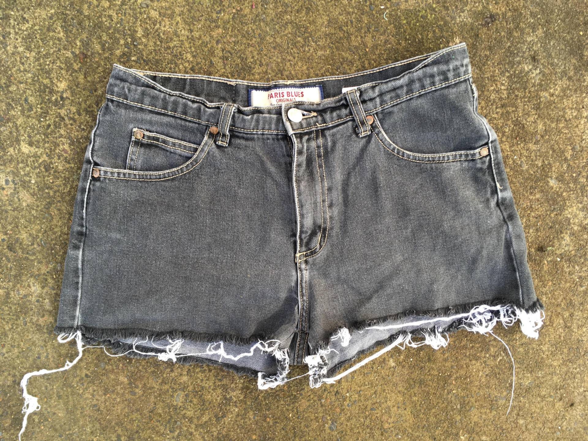 Sale 32 90Er Mid Waist Cutoffs Paris Blues Made in Usa America American Dunkelgrau Schwarz 1990S All Cotton 100 Non Stretch Denim Jeans 90S von HypnoticaVintage