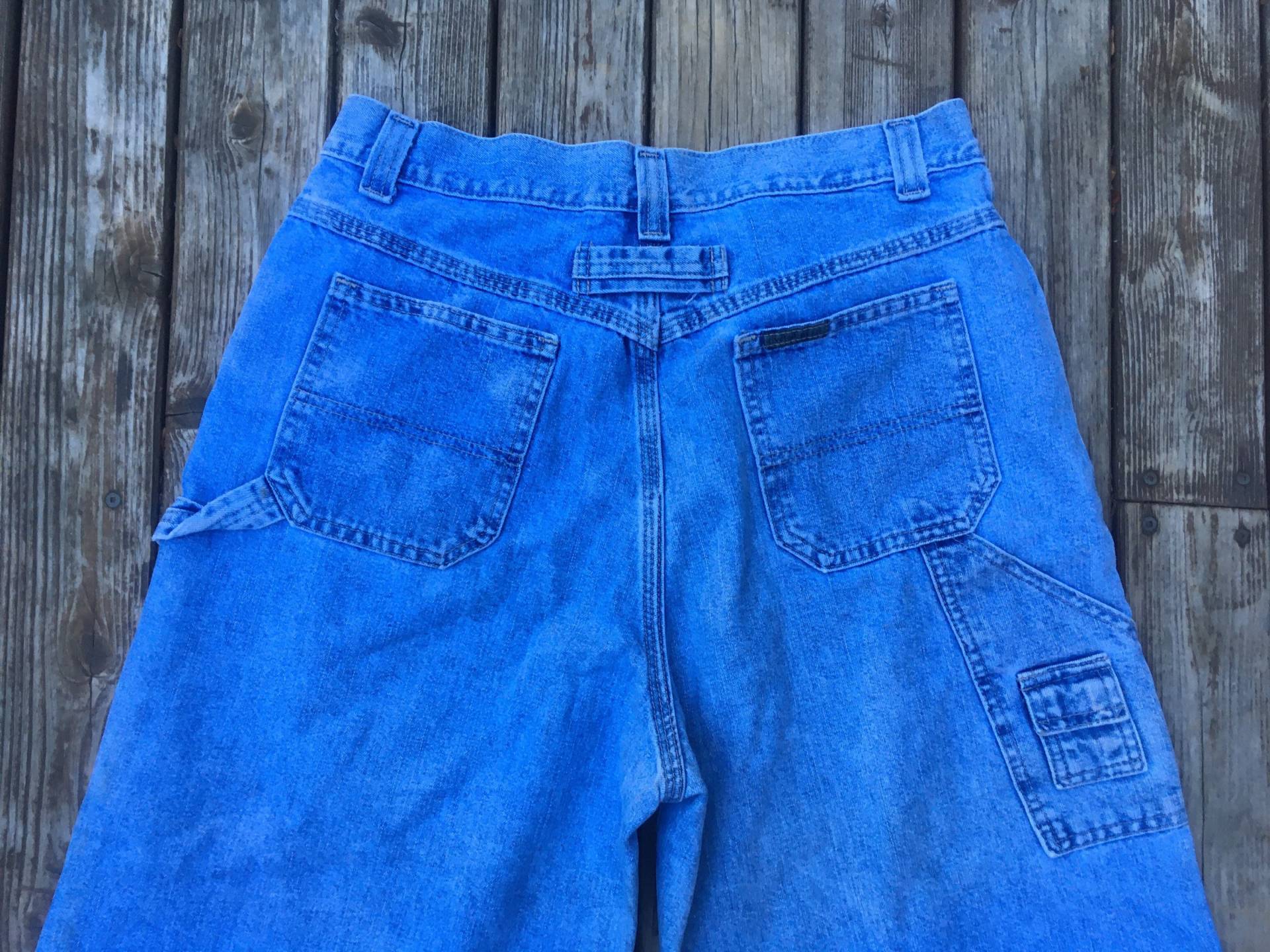 Sale 32 Weites Bein Tischler Jeans M L Medium Large 30 31 High Waist Mid Rise Baggy Workwear Hellblau Weich Denim Lee 32X34 Usa Weites Xl von HypnoticaVintage