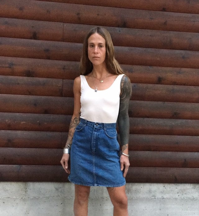 Sale Xs 1970Er Jahre Jeansrock 24 Frankreich Blau Jean Michele Paris Französisch 70Er High Waist Figurbetont Schmal Knielang Kurz 0 von HypnoticaVintage