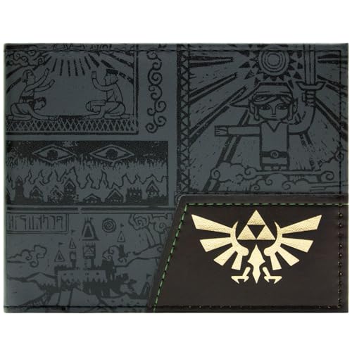 Hyrule Zelda The Wind Waker Link Alte Tafel Hieroglyphen Geldbörse/Geldbeutel Klapp ID & Kartenhalter, Schwarz von Hyrule