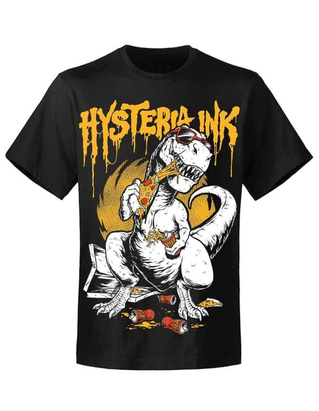 Hysteria Ink Pizza Dino T-Shirt schwarz in 4XL von Hysteria Ink