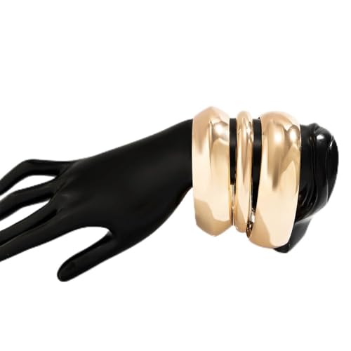 Hyunlai 3er-Set Goldfarbene Damen-Armreifen – Stapelbare Breite Armringe im Chunky-Design, Modisches Accessoire-Geschenk (goldfarben) von Hyunlai