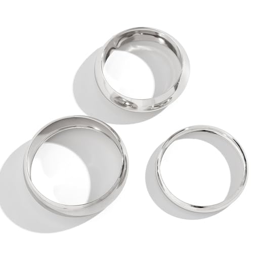 Hyunlai 3er-Set Goldfarbene Damen-Armreifen – Stapelbare Breite Armringe im Chunky-Design, Modisches Accessoire-Geschenk (silberoptik) von Hyunlai