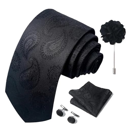 Hyuwdai 1 stücke Herren Krawatten Floral Krawatte Einstecktuch Manschettenknöpfe Brosche Set männer Hochzeit Party Krawatte(SF299) von Hyuwdai