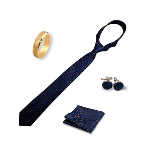 Hyuwdai 1 stücke Seidenkrawatte for Herren Krawatte Taschentuch Einstecktuch Manschettenknopf mit Ring Brosche Set Hochzeit Business Krawatten Zubehör(THCR201) von Hyuwdai