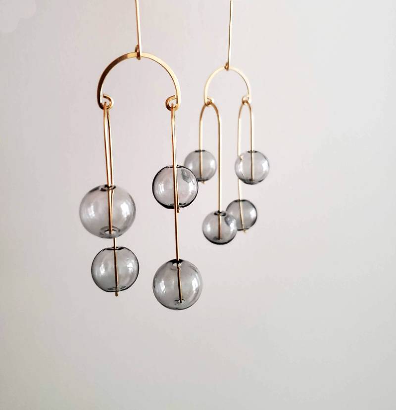 Balancierungsakt No.1_Bk | Klare Ohrringe, Kronleuchter Moderne Schmuck, Hochzeitsschmuck, Statement Kohle von HyworksLA