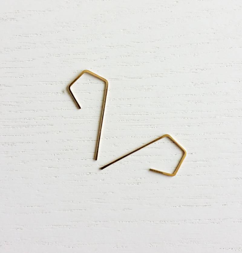 Pc Nr. 7 | Gold Ohrringe, Draht Filigrane Dreieck Haken Büroklammer Geometrisch von HyworksLA