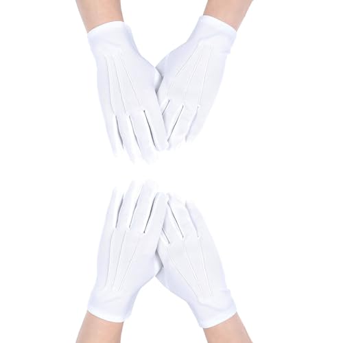 Hyxodjy Weiße Baumwollhandschuhe - Parade Handschuhe für Herren, Uniform und Zeremonielle Anlässe von Hyxodjy