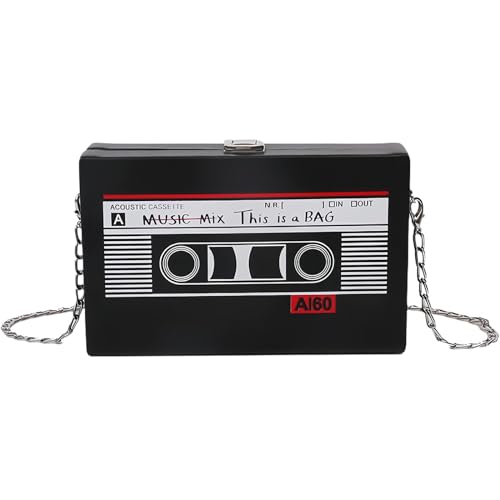 Hyxodjy Vintage Radio Geformt Handtasche,Schräge Schultertasche Radio Handtasche Back to The 90s Schräge Schultertasche Radio Handtasche 90er Jahren Party Damen 90s Kettenbeutel von Hyxodjy