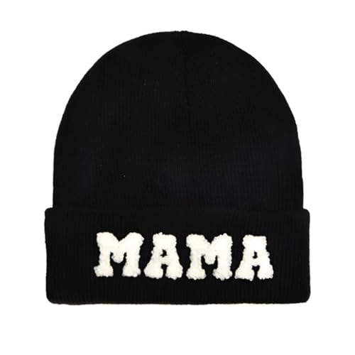 HyzaPhix Mütze Mama mit Buchstaben, Warme Wintermütze Damenmütze Strickmütze Beanie Mütze für Damen (rosa) von HyzaPhix