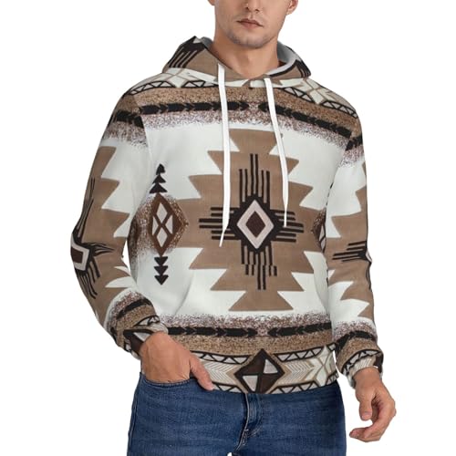 Hzhuaoeg Herren-Kapuzenpullover mit Indianer-Druck, lässiger Kapuzenpullover mit Tasche, Herbst und Winter, Schwarz , XXL von Hzhuaoeg