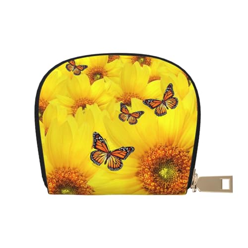 Hzhuaoeg Kreditkartenetui aus Leder mit gelben Blumen und Schmetterlingen, klein, Reißverschluss, Münzfach, Visitenkartenetui für Damen und Herren, weiß, Einheitsgröße Hzhuaoeg Kreditkartenetui aus Leder mit gelben Blumen und Schmetterlingen, klein, Reißverschluss, Münzfach, Visitenkartenetui für Damen und Herren, weiß, Einheitsgröße von Hzhuaoeg
