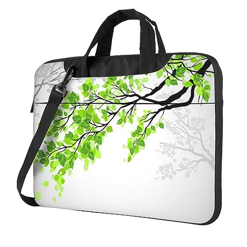 Hzhuaoeg Laptop-Hülle, Aktentasche, Handtasche, Damen, Herren, schlanke Computertasche, Aktentasche, Arbeitstasche, 33 cm, 35,6 cm, Grün und Weiß, Schwarz , 14 inch von Hzhuaoeg