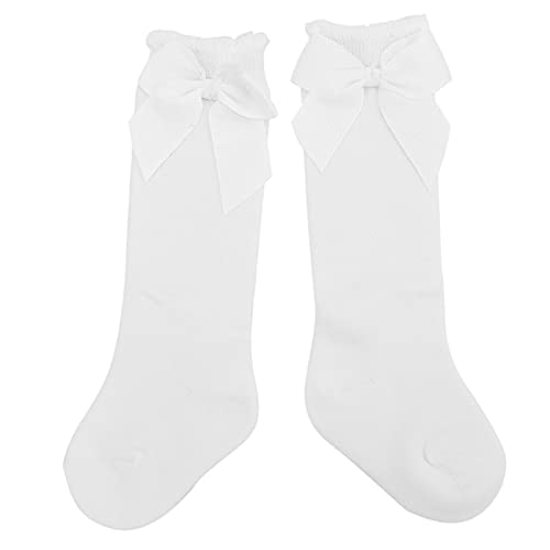 1 Paar Baby Mädchen Kniestrümpfe Hautfreundlich Weich Stilvoll Schöne Lange Socken Mit Schleife Für Neugeborene Kleinkinder Mädchen(14 * 8 * 3cm-Weiß) von Hztyyier