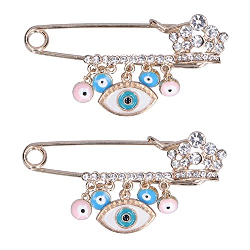 2Pcs Brosche Pins Evil Eye, Strass Brosche Pins Blue Evil Eye Kinderwagen Pin für Baby Glück Brosche Wickeltasche Pin Geburtstagsgeschenk von Hztyyier