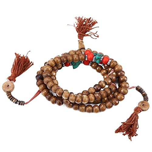 Hztyyier 108 Perlen Tibetischen Gebetskette, Natürlichen Yak Knochen Rosenkranz Tibetischen Mala Halskette Buddha Buddhistischen Stretch Armband von Hztyyier