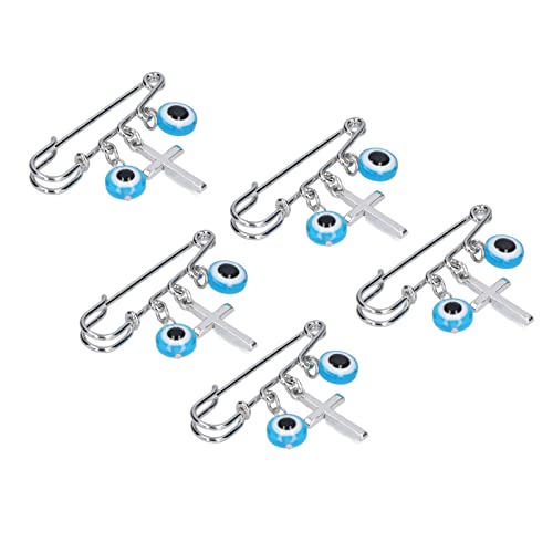 Hztyyier 5Pcs Brosche Pin Evil Eye, Türkisch Blau Evil Eye Kreuz Broschen Strass Pins Broschen Schmuck Kinderwagen Pin von Hztyyier