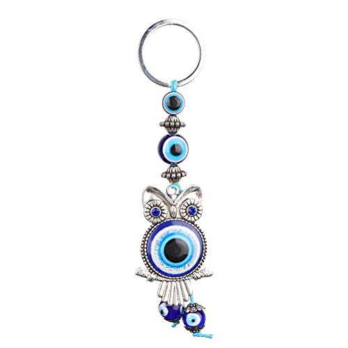 Hztyyier Nazar Anhänger, Blue Evil Eye Owl Keychain Schlüsselanhänger Türkisches Glas Amulett Charm Anhänger Segen Geschenk von Hztyyier