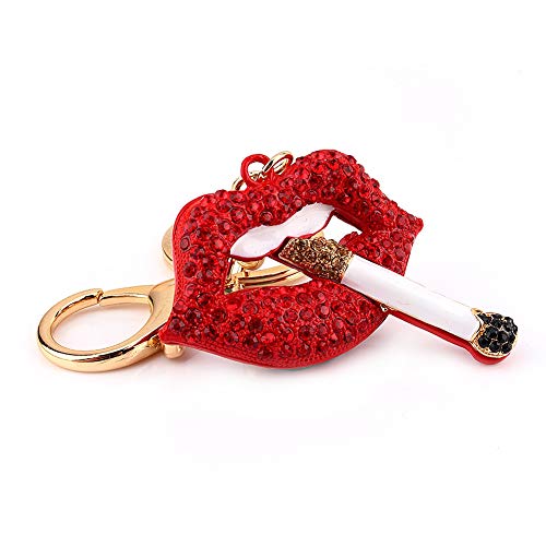 Hztyyier Kristall Schlüsselbund Sexy Smoking Lips Anhänger mit Schlüsselring Strass Zigarettenschlüsselring zum Frauen Geldbörse Handtaschen Charms von Hztyyier