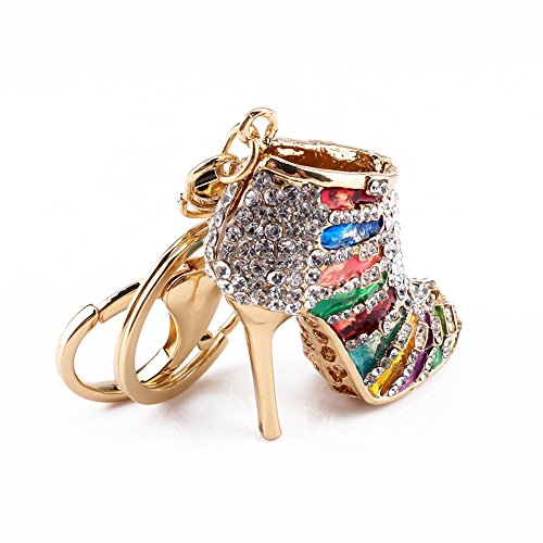 Hztyyier Kristallrhinestone Keychain, einzigartiger Absatz Form Schlüsselring Charme Anhänger für Handtaschen Beutel Dekorations Feriengeschenk von Hztyyier