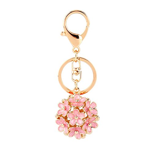 Hztyyier Niedlichen Strass Blume Schlüsselanhänger mit Pink Crystal Keyring Charm-Anhänger Bunter Blumen-Geldbeutel-Schlüsselring für Tasche geldbörse Auto Geschenk fünf Farbe Dekoration von Hztyyier