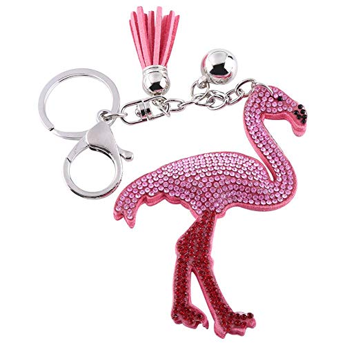 Hztyyier Flamingo Keychain, Pink Crystal Flamingo Schlüsselanhänger mit Quaste Elegant Keyring Bag Dekoration Anhänger von Hztyyier