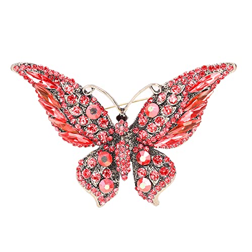 Hztyyier Strass Schmetterling Brosche Bunte Glänzende Kristall Brosche Dekoration Geschenk Kristall Strass Schmetterling Brosche Schmetterling Broschen für Frauen Mädchen(rot) von Hztyyier