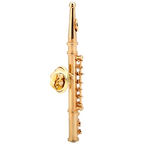 Mini-Flöten-Brosche, Gold-Silber-Beschichtung, Glänzende Oberfläche, Exquisites Aussehen, Musikinstrument-Brosche (GOLD) von Hztyyier