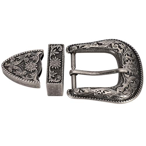 Western Gürtelschnallen Silber Cowboy Gürtelschnallen Set Herren Gürtelschnalle Western Gürtelschnallen Set für Ersatz oder Lederhandwerk(40mm) von Hztyyier