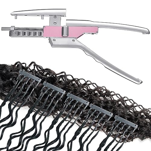 6D2 Curly Hair Extension Machine Kit - 6d Generation 2 Versteckte Haarverlängerungen, 5 Polige No Trace Haar Extensions Werkzeug Für Frauen -Mädchen Salon (Color : 40 Row, Size : 65cm/26inch) von Hzws