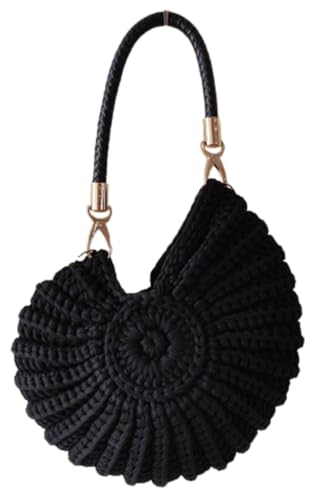 Handgefertigte gehäkelte Tragetasche, Muschel-Geldbörse für Damen, Boho-Handtasche, Umhängetasche, Sommer, Strand, Clutch, Hobo-Handtasche, Schwarz, free, Umhängetasche Handgefertigte gehäkelte Tragetasche, Muschel-Geldbörse für Damen, Boho-Handtasche, Umhängetasche, Sommer, Strand, Clutch, Hobo-Handtasche, Schwarz, free, Umhängetasche von Hzxsny
