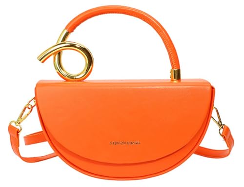 Saddle Tote Bag Small Handbag for Women Vegan Leather Saddle Purse Flap Lock Shoulder Bag Crossbody Clutch Small Satchel 2025, Orange/Abendrot im Zickzackmuster (Sunset Chevron), free von Hzxsny