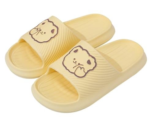 Unisex Kawaii Slipper Tier Slides Hausschuhe für Damen Herren Niedlich Cartoon Hausschuhe Bequeme Wolke Hausschuhe Sandalen Duschschuhe, A-gelb, 6.5-7.5 Women/5-5.5 Men von Hzxsny