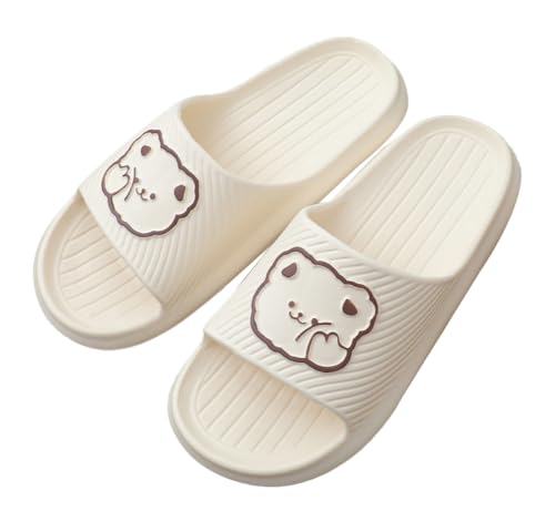 Unisex Kawaii Slipper Tier Slides Hausschuhe für Damen Herren Niedlich Cartoon Hausschuhe Bequeme Wolke Hausschuhe Sandalen Duschschuhe, A-weiß, 5-5.5 Women/4-4.5 Men von Hzxsny