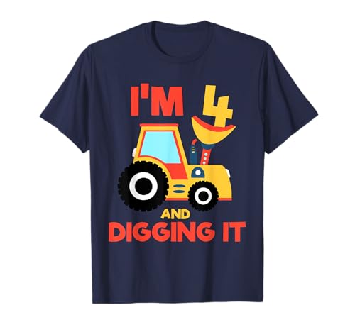 Ich bin 4 und Digging It Excavator Loving Kids Vierter Geburtstag T-Shirt Ich bin 4 und Digging It Excavator Loving Kids Vierter Geburtstag T-Shirt von I Am 4 and Digging It Happy 4th Birthday Designs