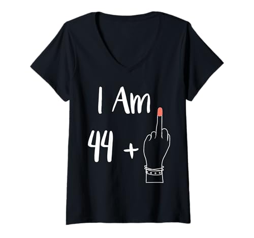 Damen I Am 44 Plus 1 Mittelfinger für eine 45. Frau 45 Jahre alt T-Shirt mit V-Ausschnitt von I Am 44 Plus 1 Middle Finger For A 45th women idea