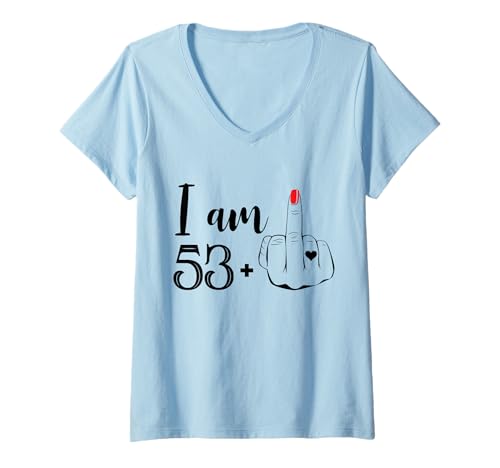 Damen I Am 53 Plus 1 Mittelfinger Lustig 54 Geburtstag Frauen T-Shirt mit V-Ausschnitt Damen I Am 53 Plus 1 Mittelfinger Lustig 54 Geburtstag Frauen T-Shirt mit V-Ausschnitt von I Am 53 Plus 1 Middle Finger 54 Years Old Women