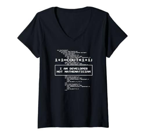 Damen Ich bin ein Entwickler, kein Mathematiker - Lustiger Programmierer T-Shirt mit V-Ausschnitt Damen Ich bin ein Entwickler, kein Mathematiker - Lustiger Programmierer T-Shirt mit V-Ausschnitt von I Am A Developer Not A Mathematician