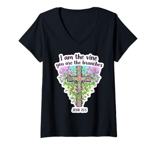 Damen I Am The Vine You Are The Branches Christian Bible Damen T-Shirt mit V-Ausschnitt Damen I Am The Vine You Are The Branches Christian Bible Damen T-Shirt mit V-Ausschnitt von I Am The Vine You Are The Branches Womens Products