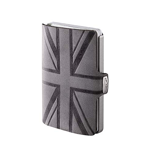 I-CLIP Original Kreditkartenetui mit Geldklammer - Slim Wallet - Leder Geldbörse - Premium Portemonnaie - Kartenetui - Union Jack Urban Grau von I-CLIP