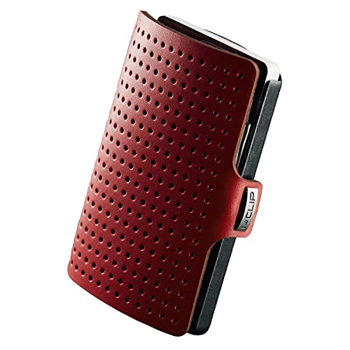 I-CLIP Original Slim Wallet - Leder Geldbörse mit Geldklammer - Lochprägung Rot mit schwarzem Rahmen von I-CLIP