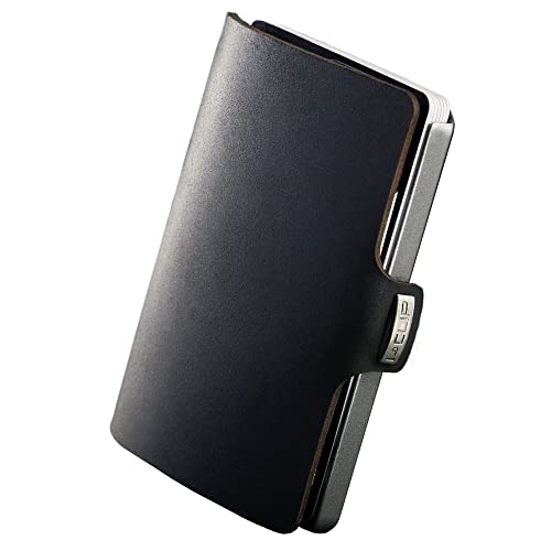 I-CLIP Original Slim Wallet - Leder Geldbörse mit Geldklammer - Schwarzes Glattleder mit silbernem Rahmen von I-CLIP