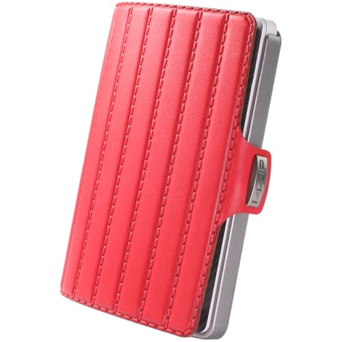 I-CLIP Original Slim Wallet - Leder Geldbörse mit Geldklammer - Mini Wallet für Karten und Geldscheine- Rotes Saddleleder mit silbernem Rahmen von I-CLIP