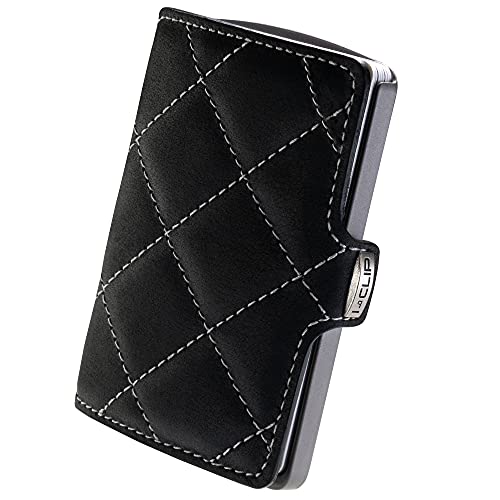 I-CLIP Titan ultraleichtes High End Kreditkartenetui mit austauschbarer Geldklammer - langlebiger Titan-Kartenhalter- Slim Wallet - Titan satiniert RS mat Schwarz/Weiß von I-CLIP