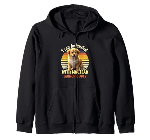 Man kann mir die Nuklearstartcodes anvertrauen Lustiges Hunde-Meme Kapuzenjacke Man kann mir die Nuklearstartcodes anvertrauen Lustiges Hunde-Meme Kapuzenjacke von I Can-Be Trusted With Nuclear Launch Codes Dog