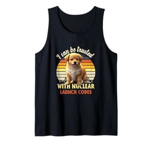 Man kann mir die Nuklearstartcodes anvertrauen Lustiges Hunde-Meme Tank Top Man kann mir die Nuklearstartcodes anvertrauen Lustiges Hunde-Meme Tank Top von I Can-Be Trusted With Nuclear Launch Codes Dog