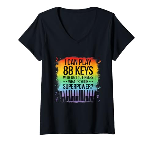 Damen I Can Play 88 Keys Klavier, Jazz-Musik, Keyboarder, Komponist T-Shirt mit V-Ausschnitt Damen I Can Play 88 Keys Klavier, Jazz-Musik, Keyboarder, Komponist T-Shirt mit V-Ausschnitt von I Can Play 88 Keys Piano Jazz Music Keyboard