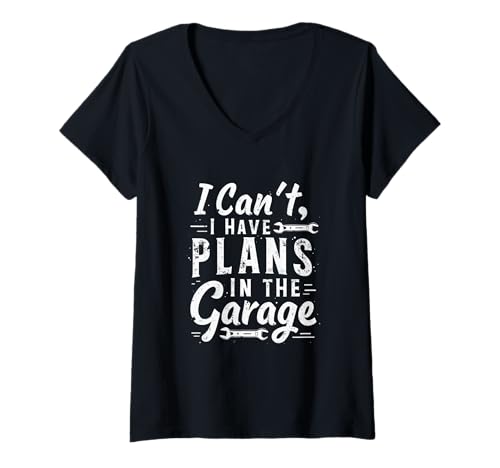 Damen Ich kann Nicht, ich Habe Pläne in der Garage, Automechaniker zum Vatertag T-Shirt mit V-Ausschnitt Damen Ich kann Nicht, ich Habe Pläne in der Garage, Automechaniker zum Vatertag T-Shirt mit V-Ausschnitt von I Can't I Have Plans Garage Dad Mechanics