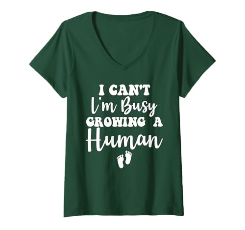 Damen I Cant I'm Busy Growing A Human for Cute Pregnancy Mom T-Shirt mit V-Ausschnitt Damen I Cant I'm Busy Growing A Human for Cute Pregnancy Mom T-Shirt mit V-Ausschnitt von I Cant I'm Busy Growing A Human For Pregnancy